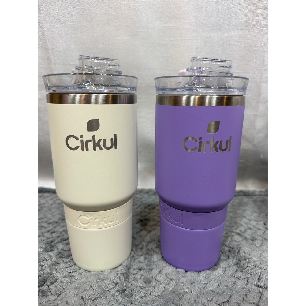 Cirkul 40oz Stainless Steel Tumbler Set of 2 Cream and Lavender Purple Insulated